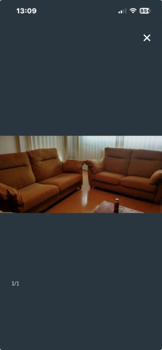 Conjunto Sofá 3 y 2 Plazas Tela Marrón.