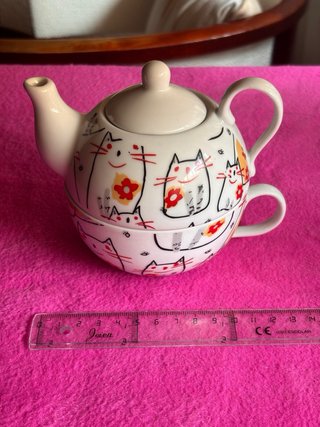 Tetera con taza a juego gatos César Collection