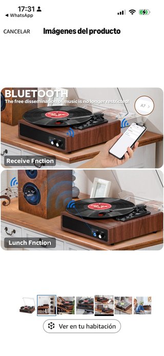 Tocadiscos Anesky Bluetooth 33/45/78 RPM