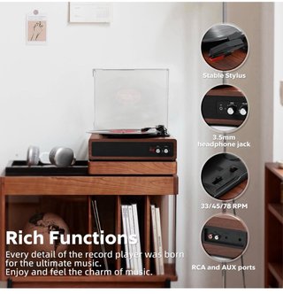 Tocadiscos Anesky Bluetooth 33/45/78 RPM