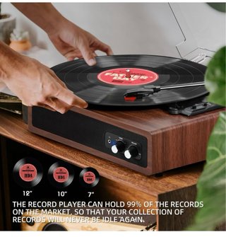 Tocadiscos Anesky Bluetooth 33/45/78 RPM