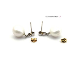 pendientes oro 18k con piedra con circonita,perla