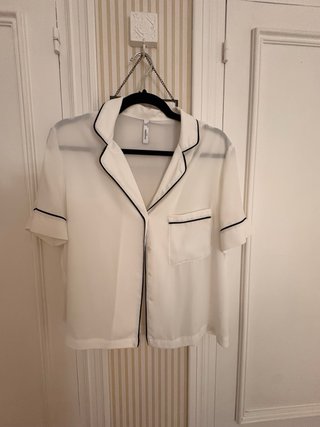 Blusa estilo pijamero Mango Blanca Talla XS