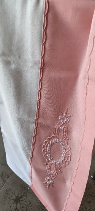 Lenzuolo matrimoniale cotone bianco/rosa e federe