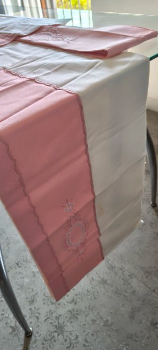 Lenzuolo matrimoniale cotone bianco/rosa e federe