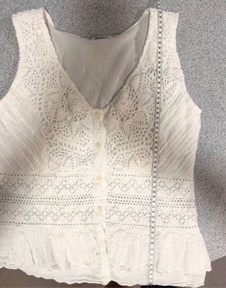 Top boho blanco bordado algodón talla L verano