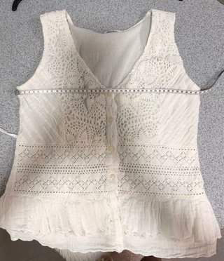 Top boho blanco bordado algodón talla L verano