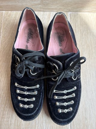 Zapatos Terciopelo Negro Estilo Circo Vintage