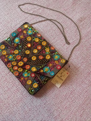 Bolso de fiesta boho multicolor bordado