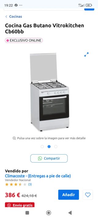 Cocina de gas blanca