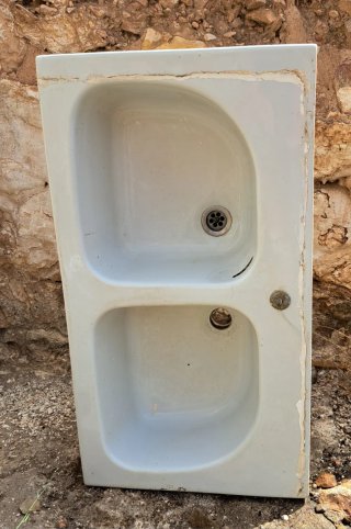 Fregadero de loza dos senos