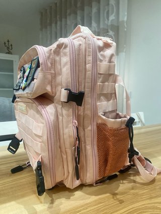 Mochila ELTRAINX CrossFit táctica rosa con parches