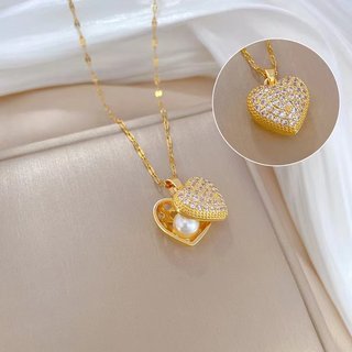 Colgante Corazón chapado en Oro 18k con Circonitas