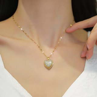 Colgante Corazón chapado en Oro 18k con Circonitas