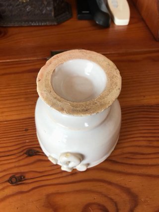 Antiguo Bol Tocador Cerámica Blanca