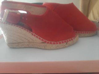 Sandalias cuña esparto rojas
