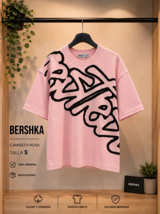 Camiseta Bershka Rosa Talla S