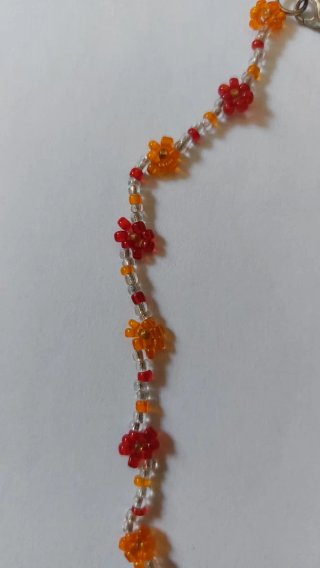 Collar gargantilla flores naranja y rojo
