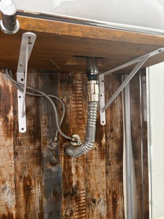 Conjunto lavabo madera y cerámica