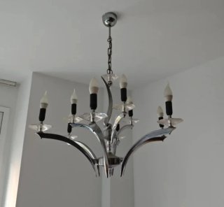 Lámpara moderna araña  cristal y metal