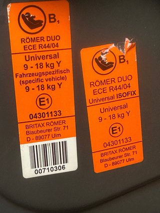 Silla Coche Britax Romer Duo ISOFIX 9-18kg