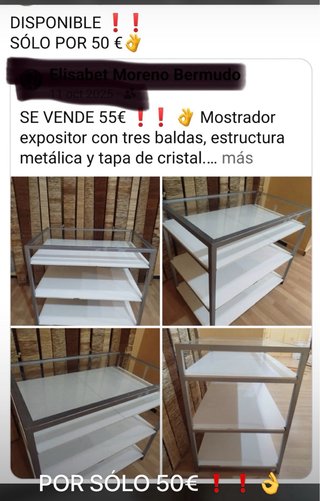 Mostrador expositor cristal y metal