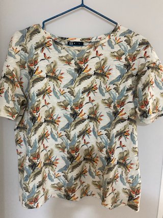Camiseta TEX Talla L Estampado Tropical