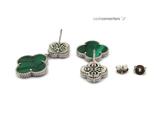 pendientes plata 925mm con piedra con malaquita