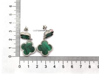 pendientes plata 925mm con piedra con malaquita