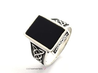 sello plata 925mm con piedra con onix