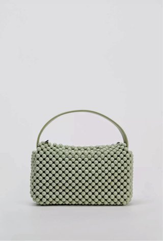 Bolso de mano de abalorios verde