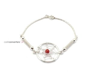 pulsera plata 925mm con piedra con coral