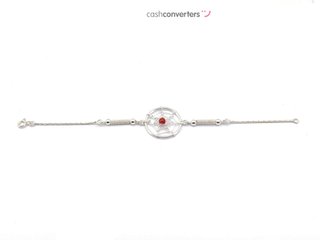 pulsera plata 925mm con piedra con coral
