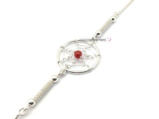 pulsera plata 925mm con piedra con coral