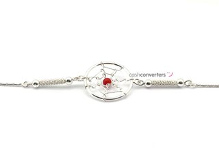 pulsera plata 925mm con piedra con coral