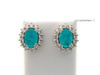 pendientes plata 925mm con piedra con circonita