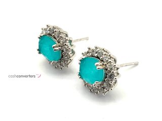pendientes plata 925mm con piedra con circonita