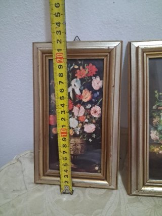 Coppia Quadri Floreali Dorati