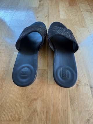 FitFlop Sandalias Plataforma Glitter Negro