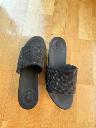 FitFlop Sandalias Plataforma Glitter Negro