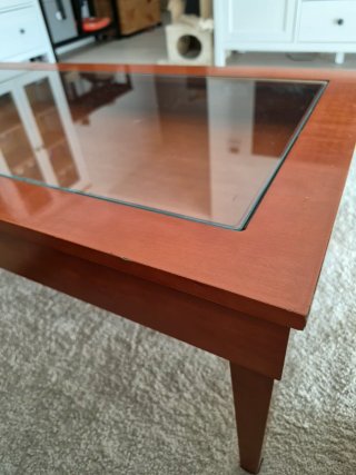 Mesa centro elevable madera y cristal