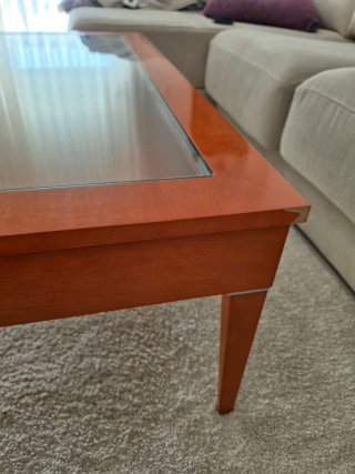 Mesa centro elevable madera y cristal