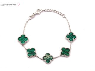 pulsera plata 925mm con piedra con malaquita