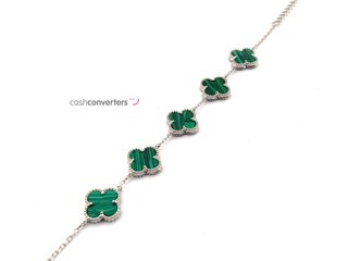 pulsera plata 925mm con piedra con malaquita