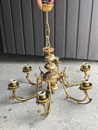 Lámpara de techo araña bronce antigua