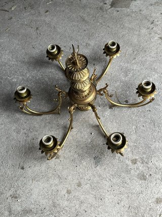 Lámpara de techo araña bronce antigua