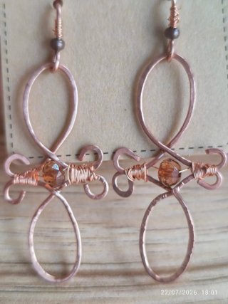 Pendientes cobre con abalorio