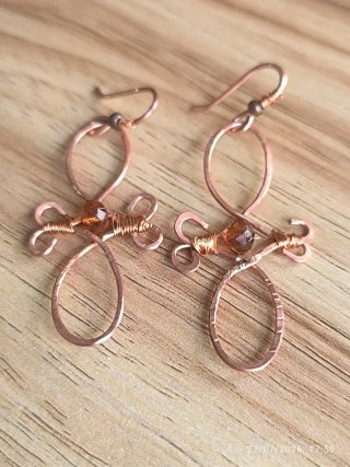 Pendientes cobre con abalorio