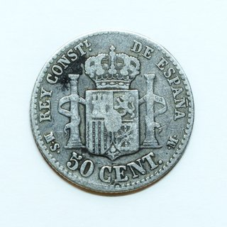 Moneda 50 céntimos Plata 1880 Alfonso XII