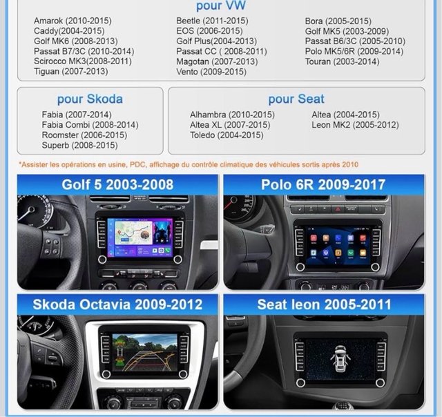 Pantalla CarPlay, para Volkswagen, Seat y Škoda